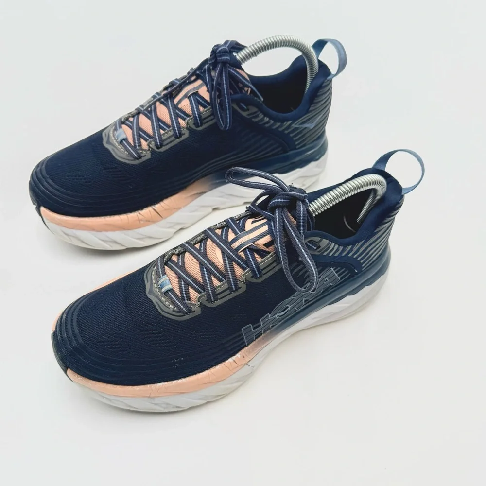 Hoka Women's Navy and Peach Athletic Running Shoes